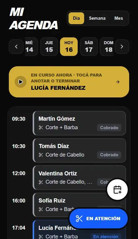 Agenda personal de un profesional en el celular